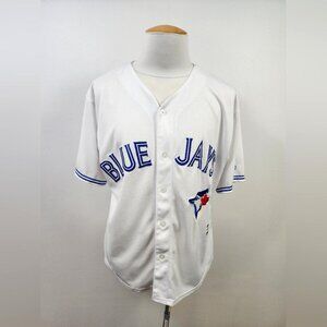 Majestic Blue Jays White Jersey, Size Medium